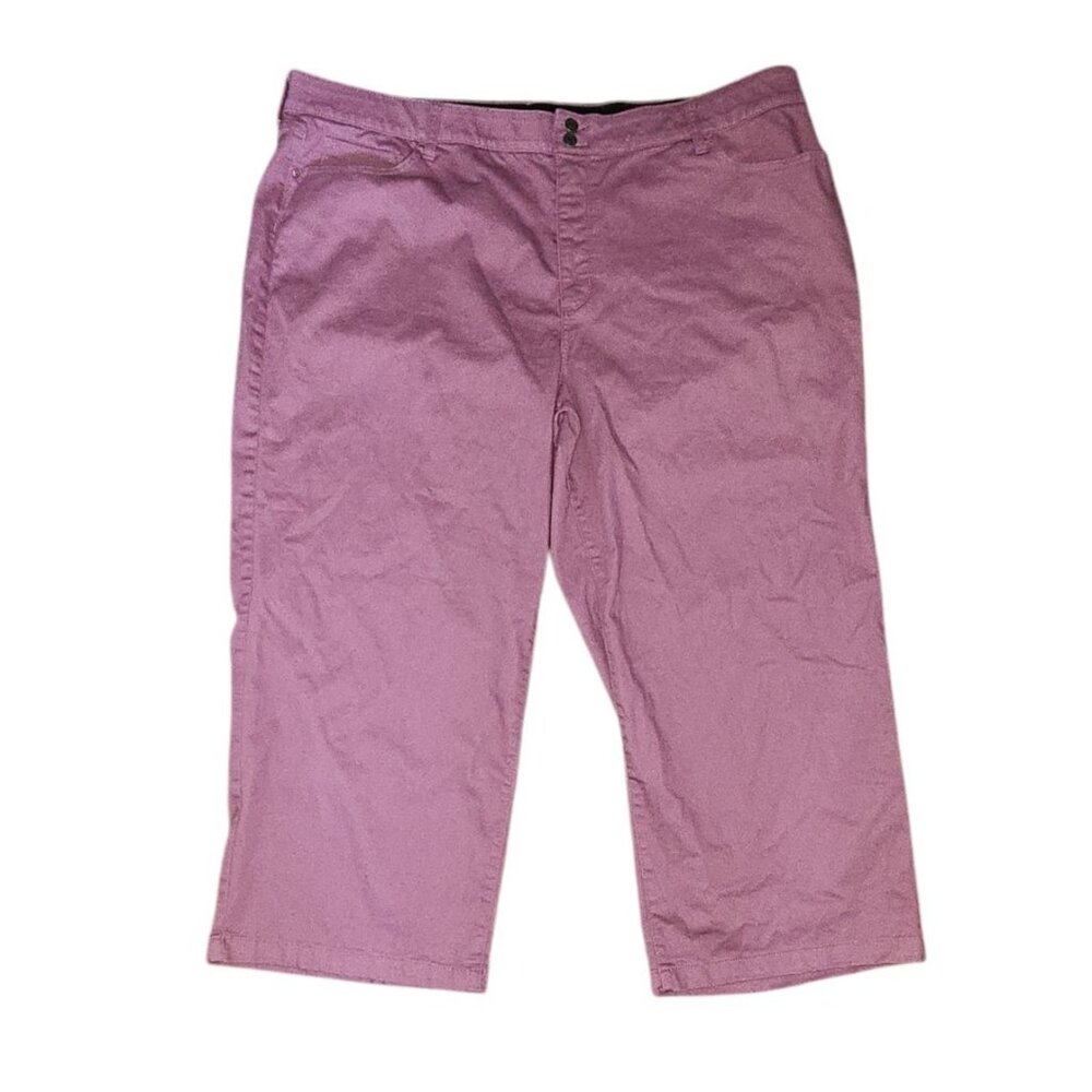 St Johns Bay Jeans Womens Plus Size 28W Short Solid Light Purple‎ Wide Leg